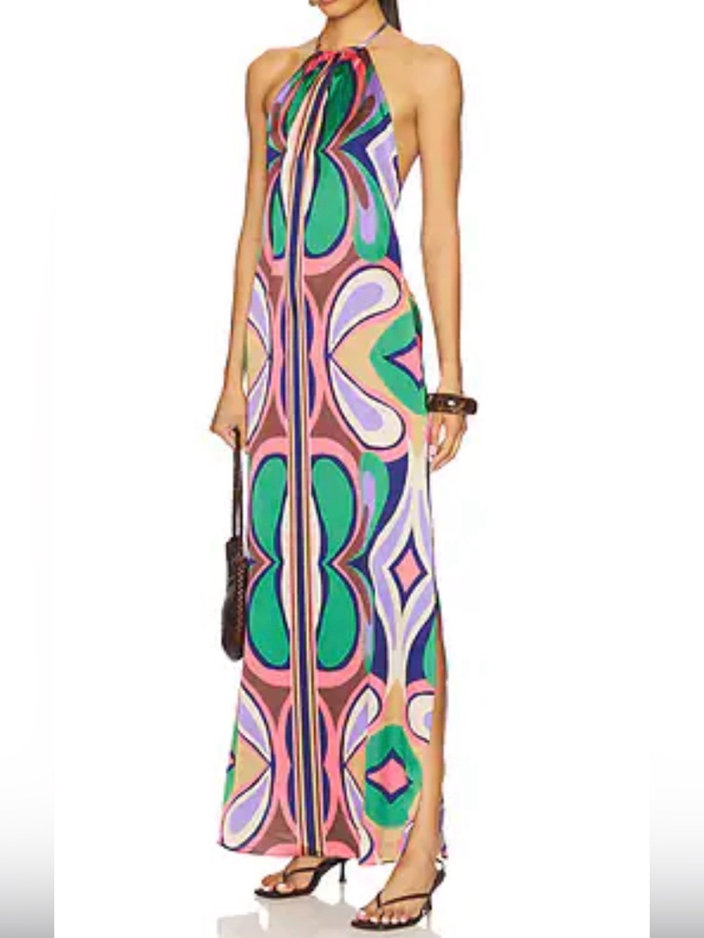 Misa Los Angeles Samantha Printed Halterneck Gown